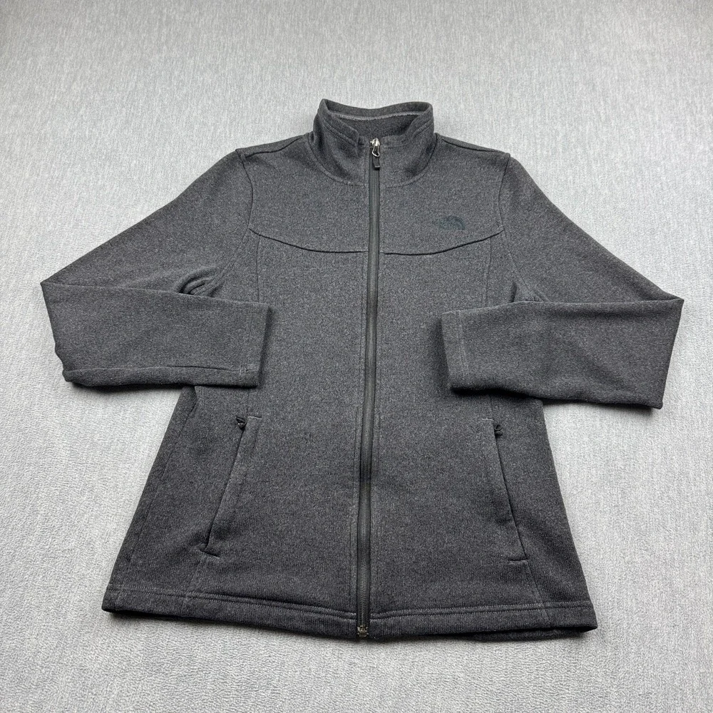 The North Face Sweater Womens Large Gray Fleece Full Zip Pockets Long Sleeve Top